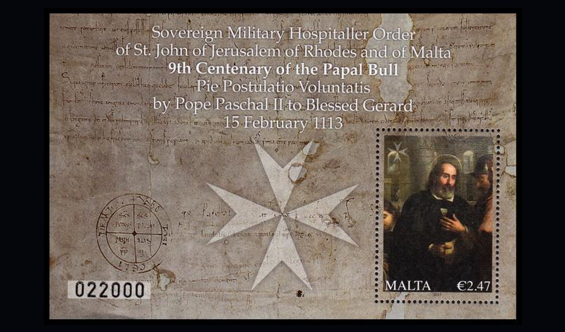 Le Poste di Malta commemorano i 900 anni della bolla di Papa Pasquale II