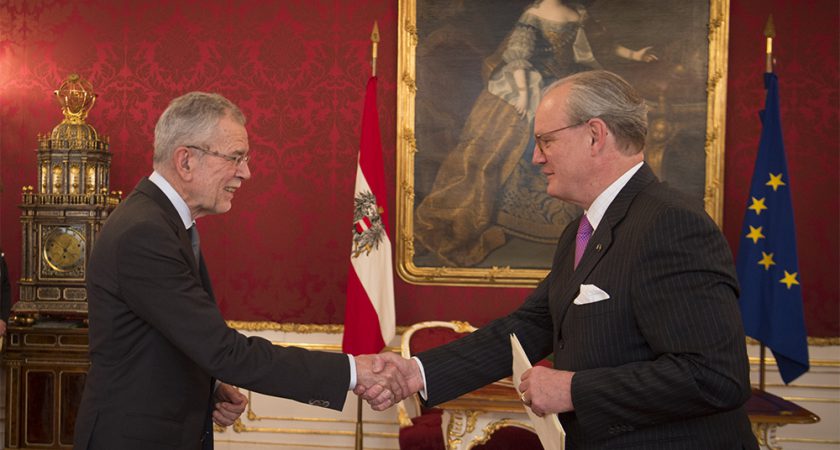 Sebastian Prinz von Schoenaich-Carolath a présenté ses lettres de créance en tant que nouvel ambassadeur de l’Ordre Souverain de Malte en Autriche