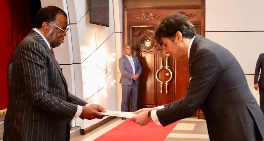 The new Ambassador of the Order of Malta to Namibia presents his letters of credence